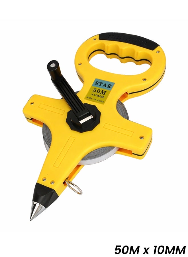 STAR 50 Meter Steel Measuring Tape with Hand Crank, Dual Scale SAE/Metric, ABS Body, Alloy Steel Blade, Survey Tape for Construction and Engineering - Image 1